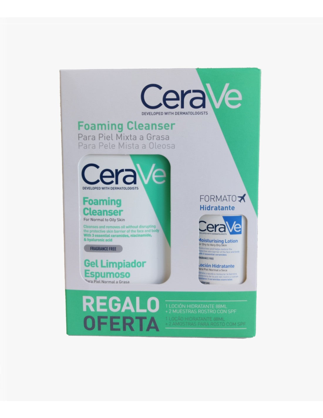 CERAVE ESTUCHE LIMPIADOR ESPUMOSO 473ML + LOCIÓN HIDRATANTE FORMATO VIAJE