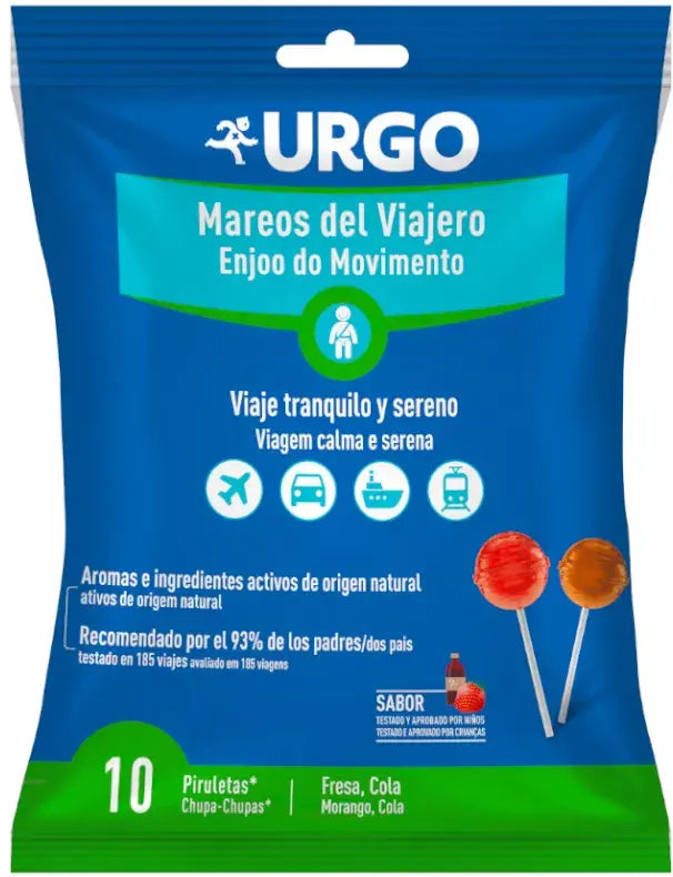 URGO MAREOS DEL VIAJERO 10 PIRULETAS